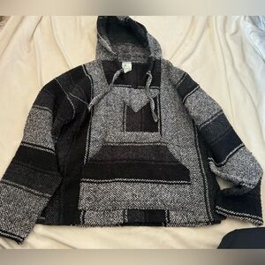 Mexican Poncho Hoodie Women Size S
